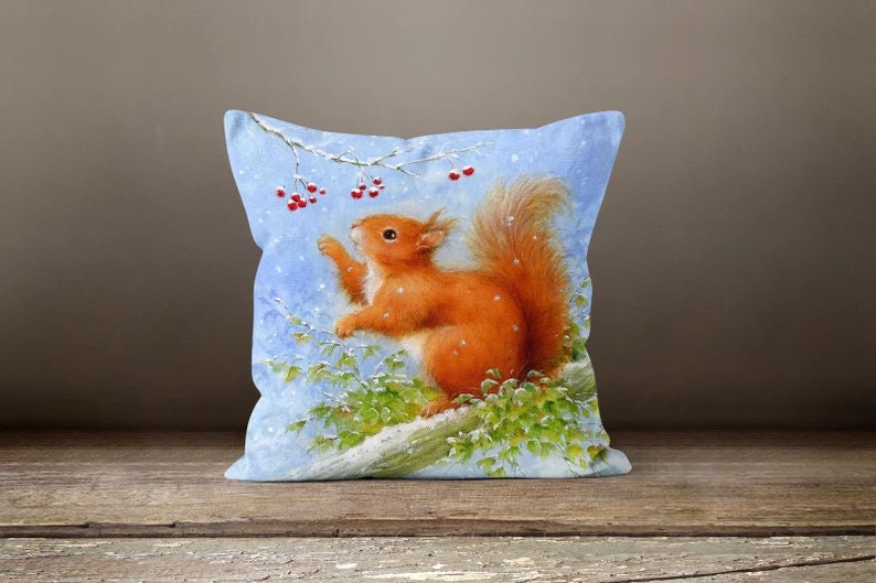 Squirrel Acorn Autumn and Fall Inspired Cushion Cover