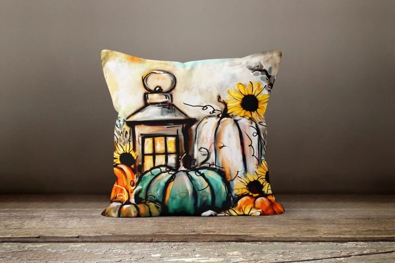 Acorns, Fall Leaves Cushion Cover, Elegant Autumn Farmhouse Decor