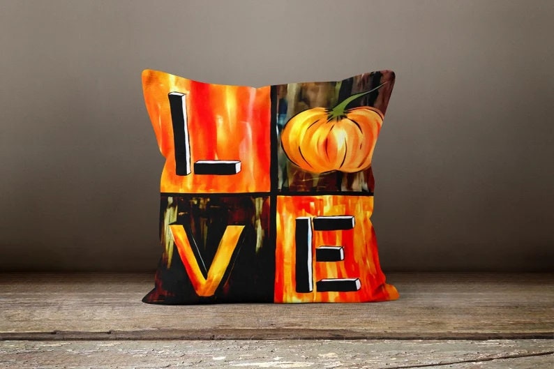 Acorns, Fall Leaves Cushion Cover, Elegant Autumn Farmhouse Decor