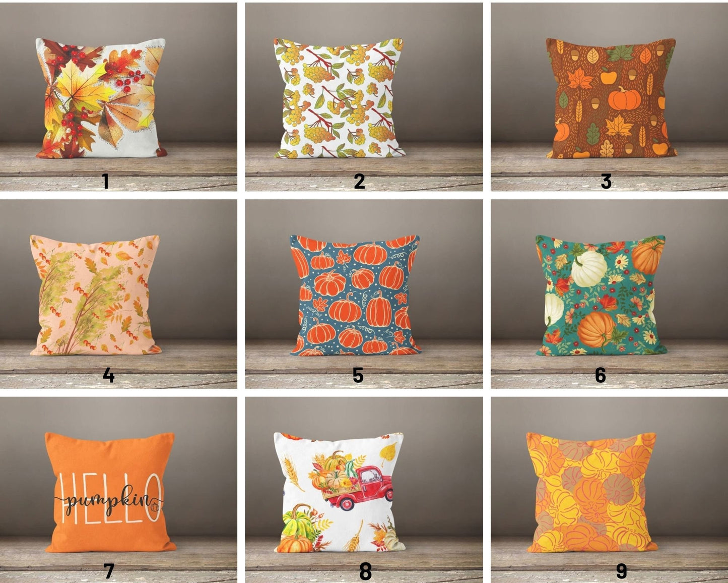 Pumpkin Orange Leaves Autumn Cushion Cover