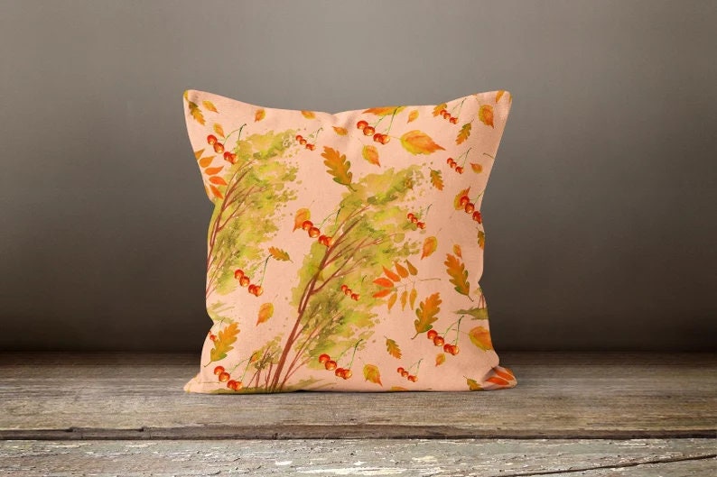 Pumpkin Orange Leaves Autumn Cushion Cover
