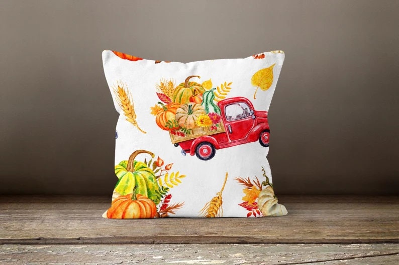 Pumpkin Orange Leaves Autumn Cushion Cover