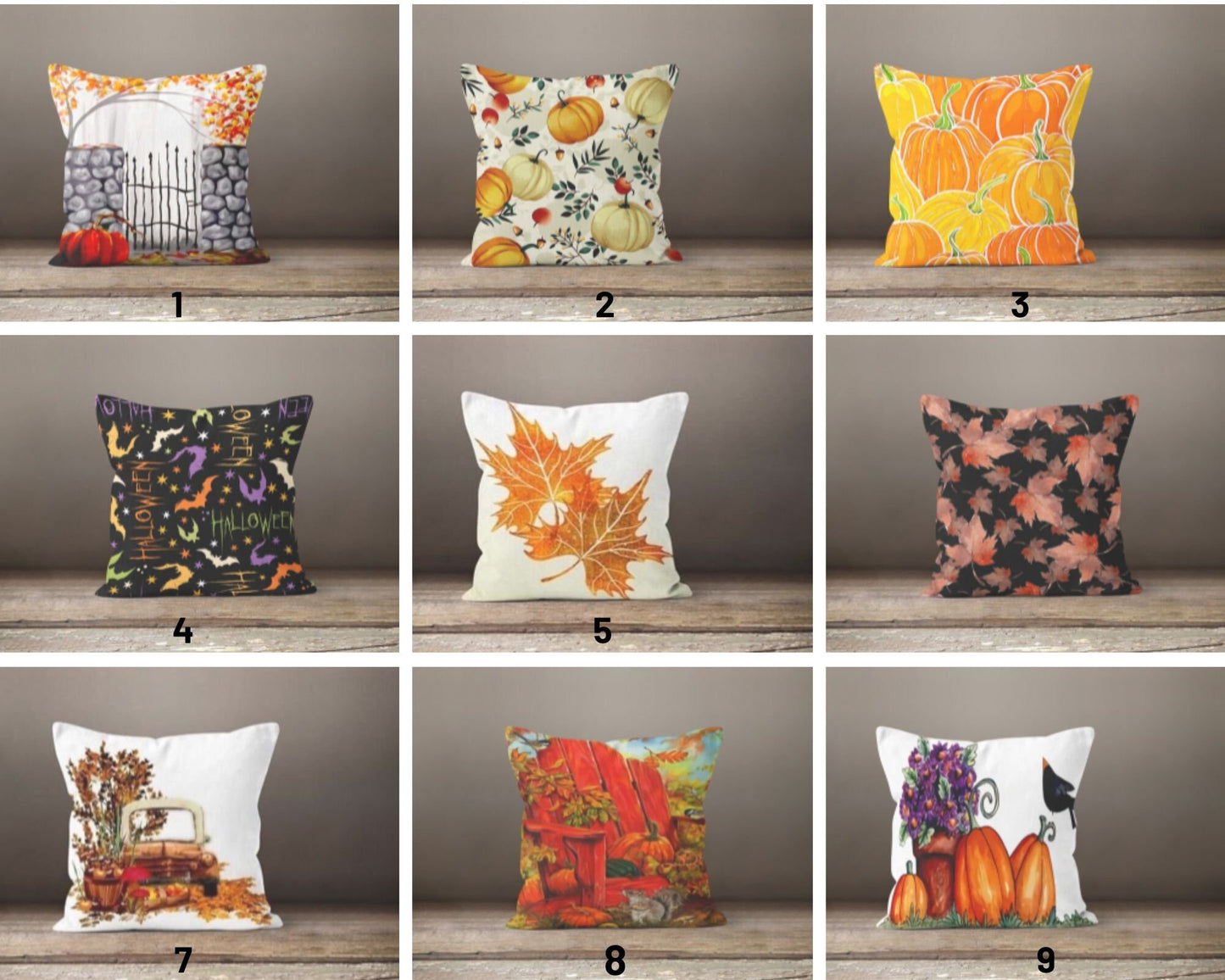 Autumn Gate and Pumpkins Cushion Cover, Rustic Fall Accent