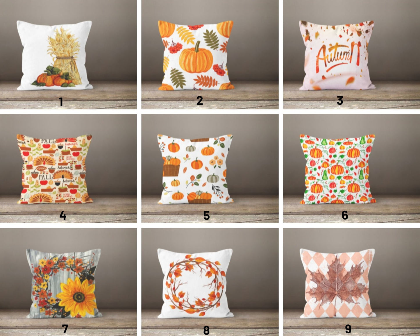 Fall Wreath Autumn Dry Leaves Throw Cushion Cover
