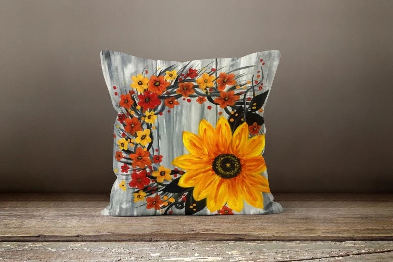 Fall Wreath Autumn Dry Leaves Throw Cushion Cover