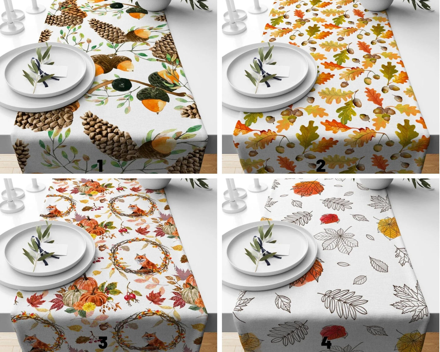 Fall Halloween Themed Digital Printed Table Runner