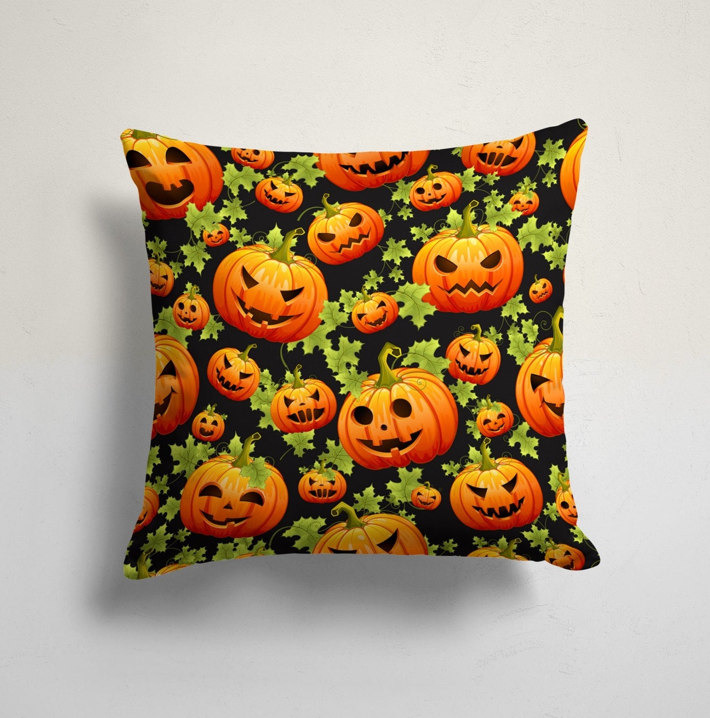 Halloween Carved Pumpkin Bat Spider Web Party Cushion Cover
