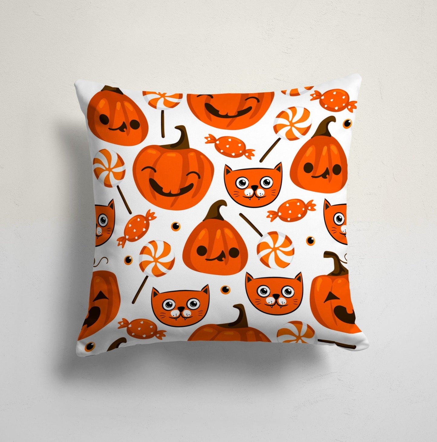 Halloween Carved Pumpkin Bat Spider Web Party Cushion Cover