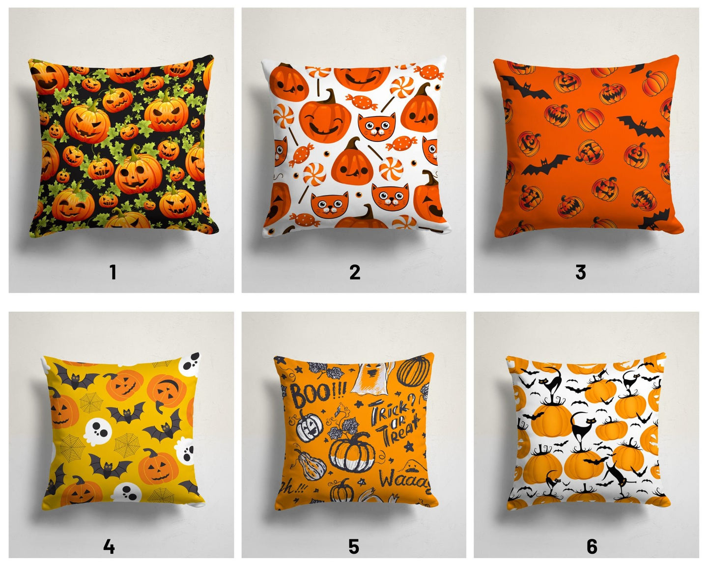 Halloween Carved Pumpkin Bat Spider Web Party Cushion Cover