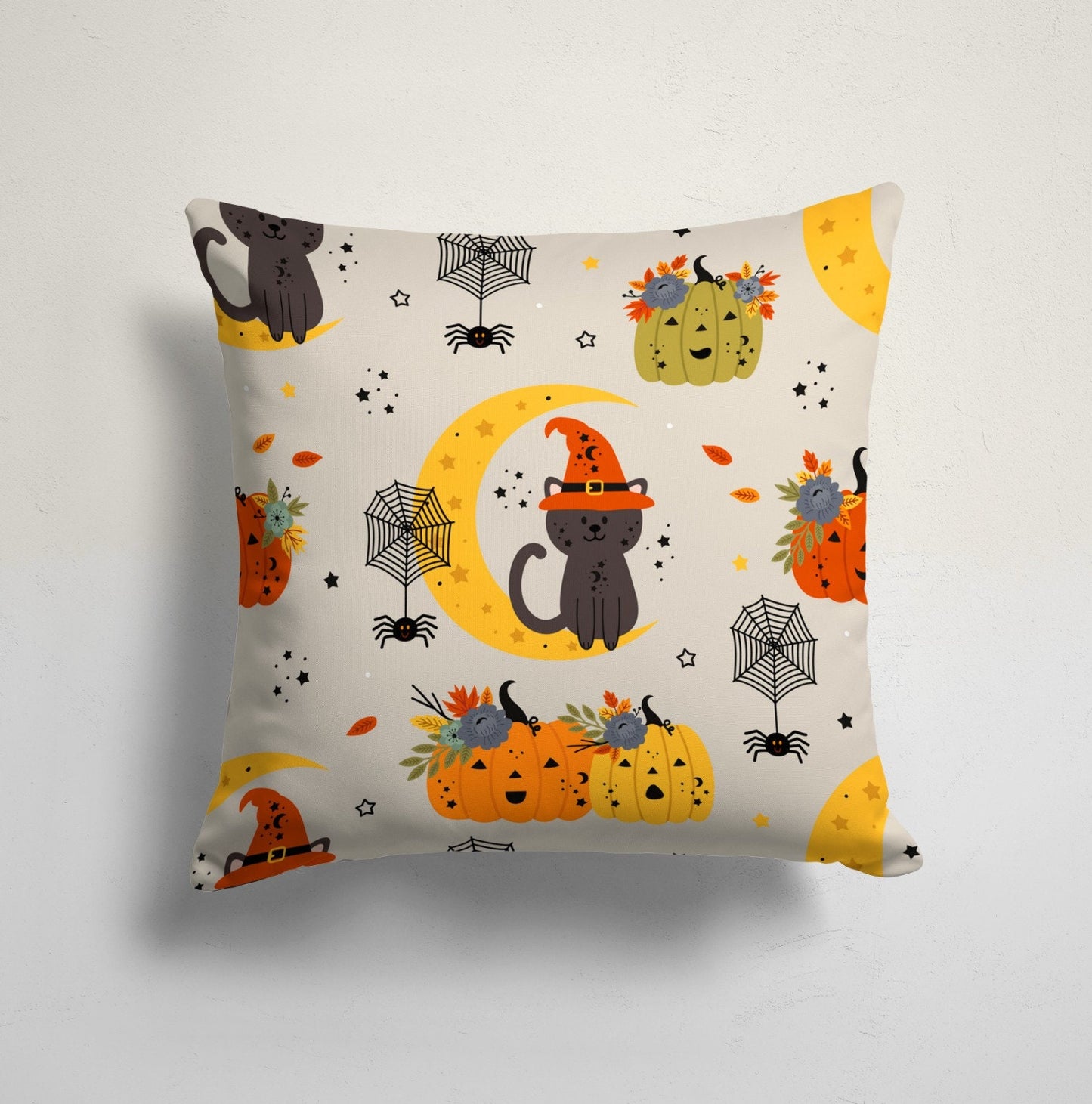 Haunted Halloween Orange Cushion Cover
