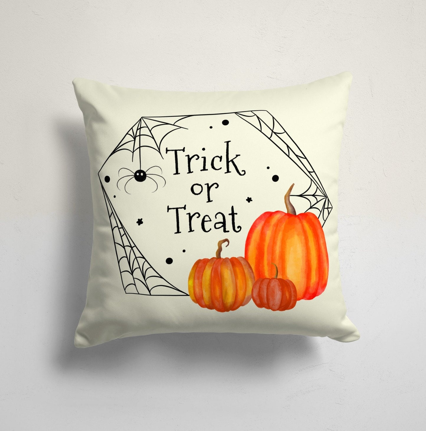 Spooky Orange Pumpkin Theme Halloween Cushion Cover