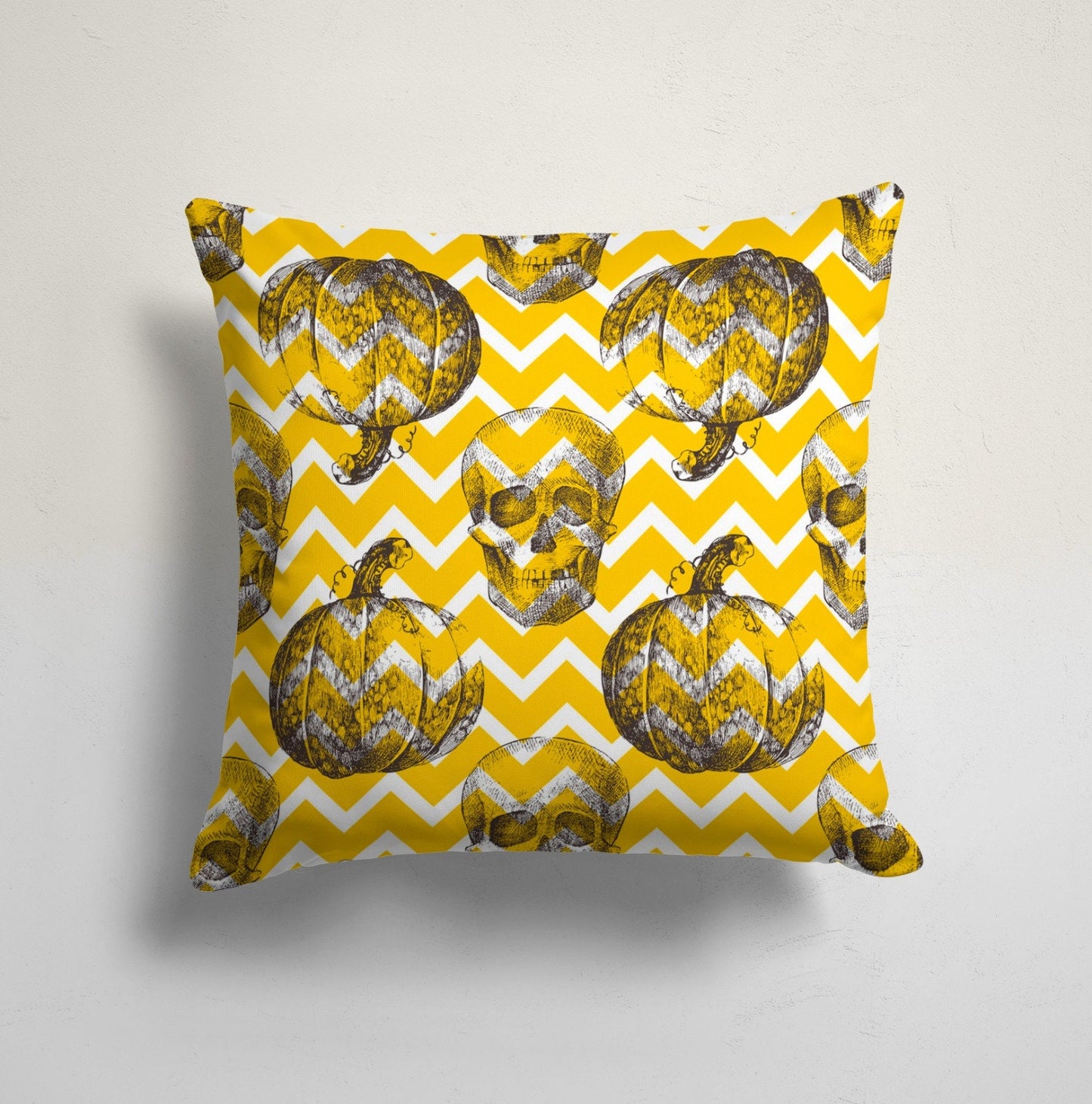 Spooky Orange Pumpkin Theme Halloween Cushion Cover