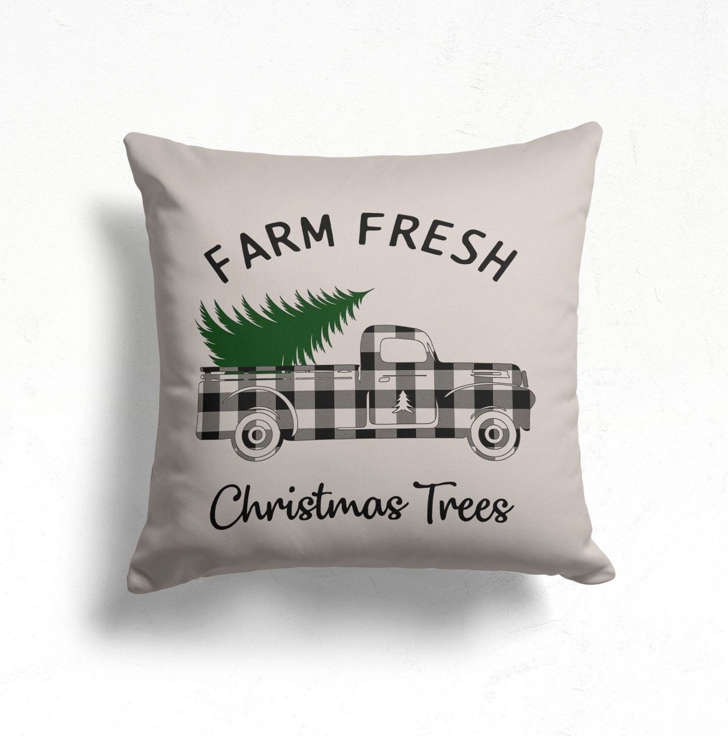 Pine Tree Deer Print Christmas Cushion Cover