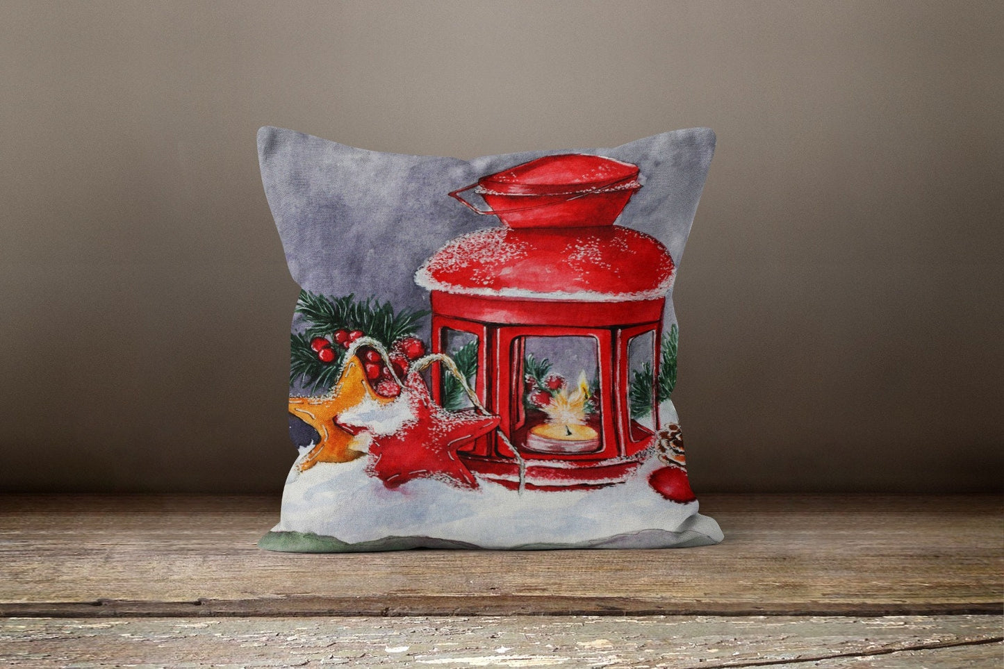 Christmas Snowflake Lantern Festive Holiday Cushion Cover