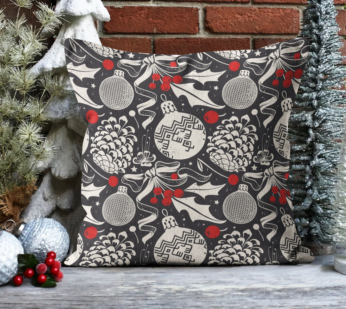 Colorful Nordic Snowflake Pattern Cushion Cover, Retro Christmas
