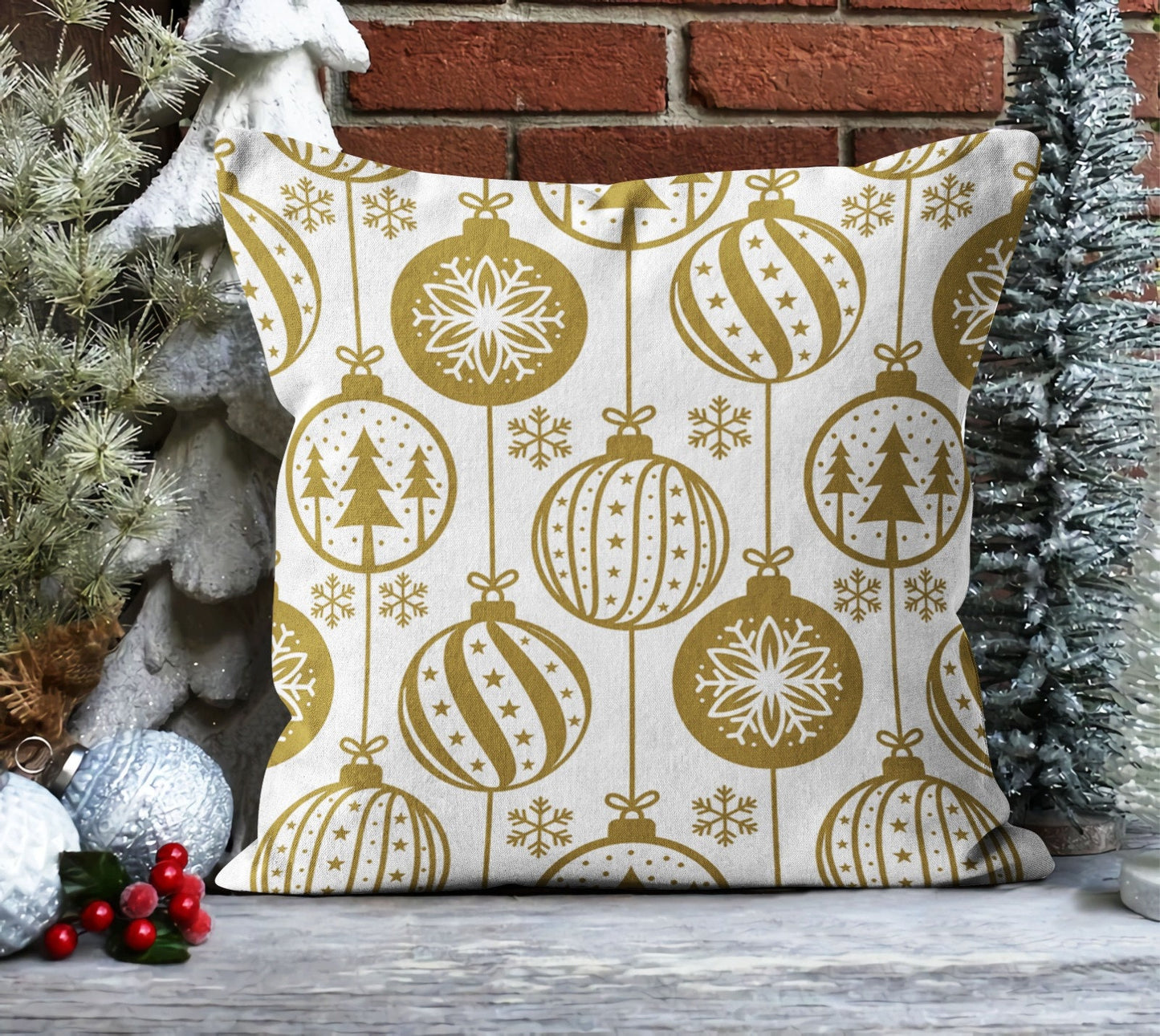 Colorful Nordic Snowflake Pattern Cushion Cover, Retro Christmas