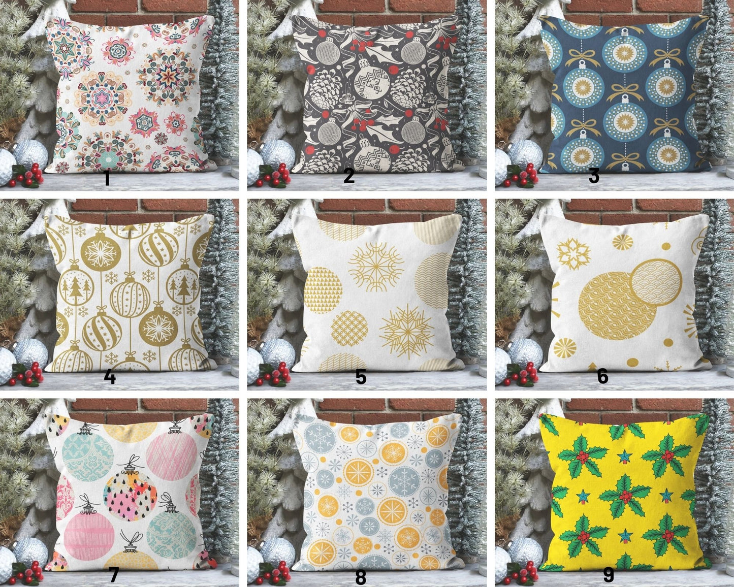 Colorful Nordic Snowflake Pattern Cushion Cover, Retro Christmas