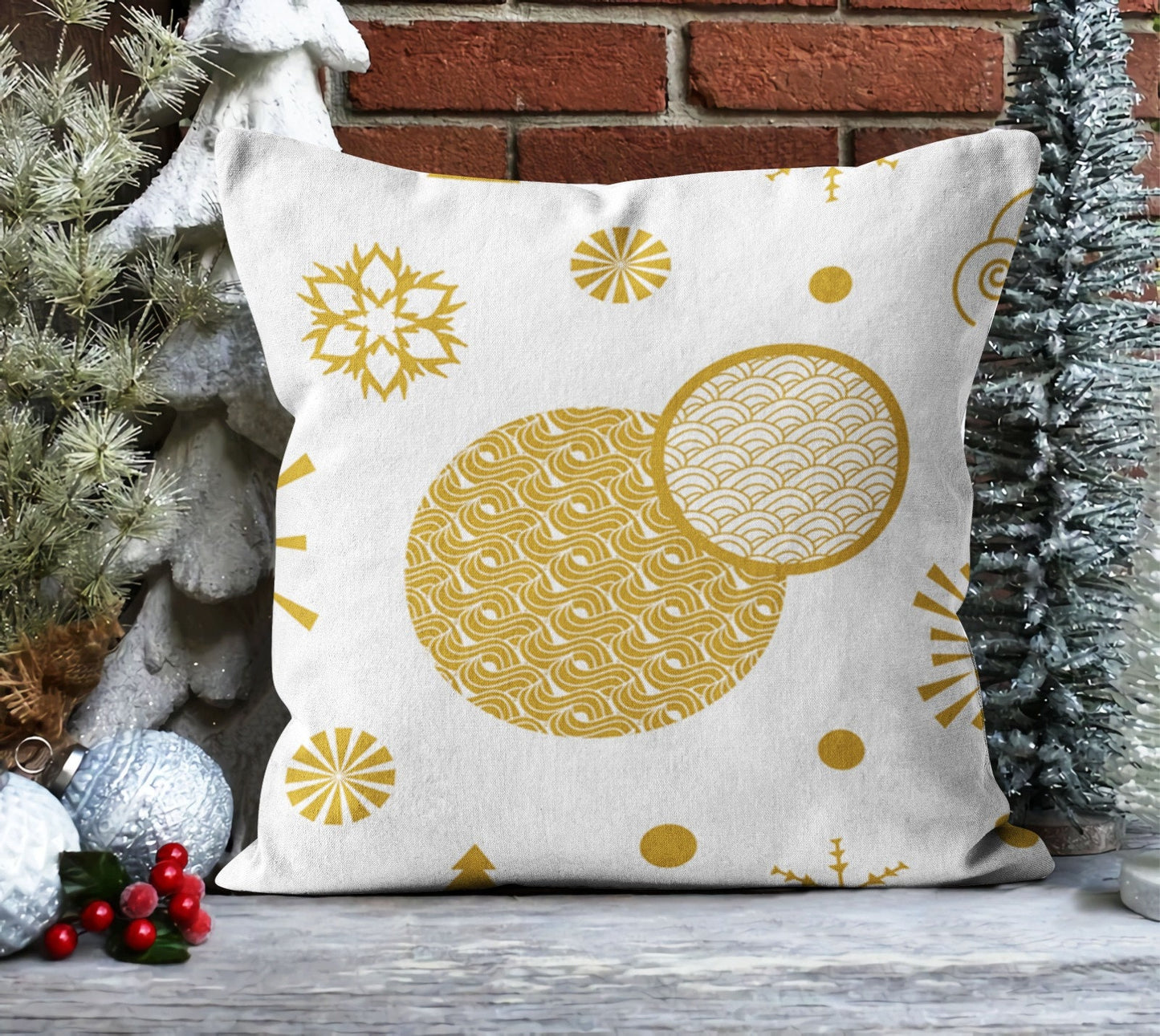 Colorful Nordic Snowflake Pattern Cushion Cover, Retro Christmas