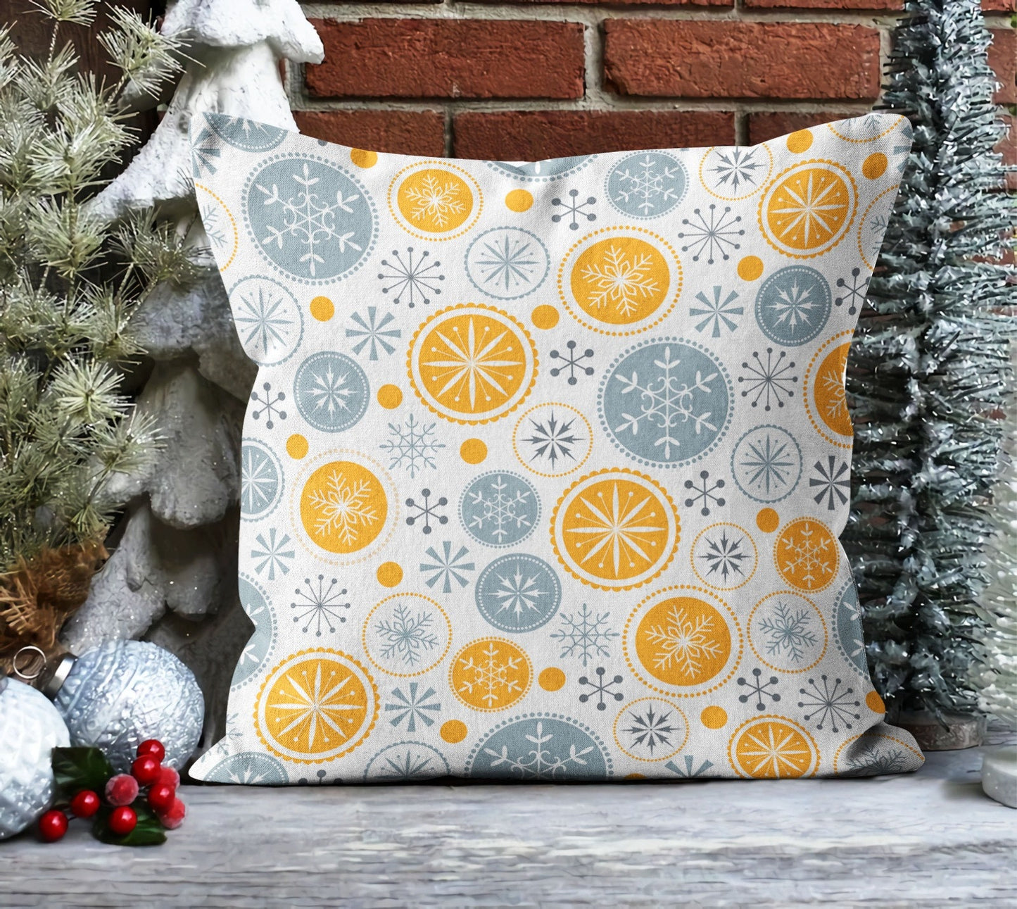 Colorful Nordic Snowflake Pattern Cushion Cover, Retro Christmas