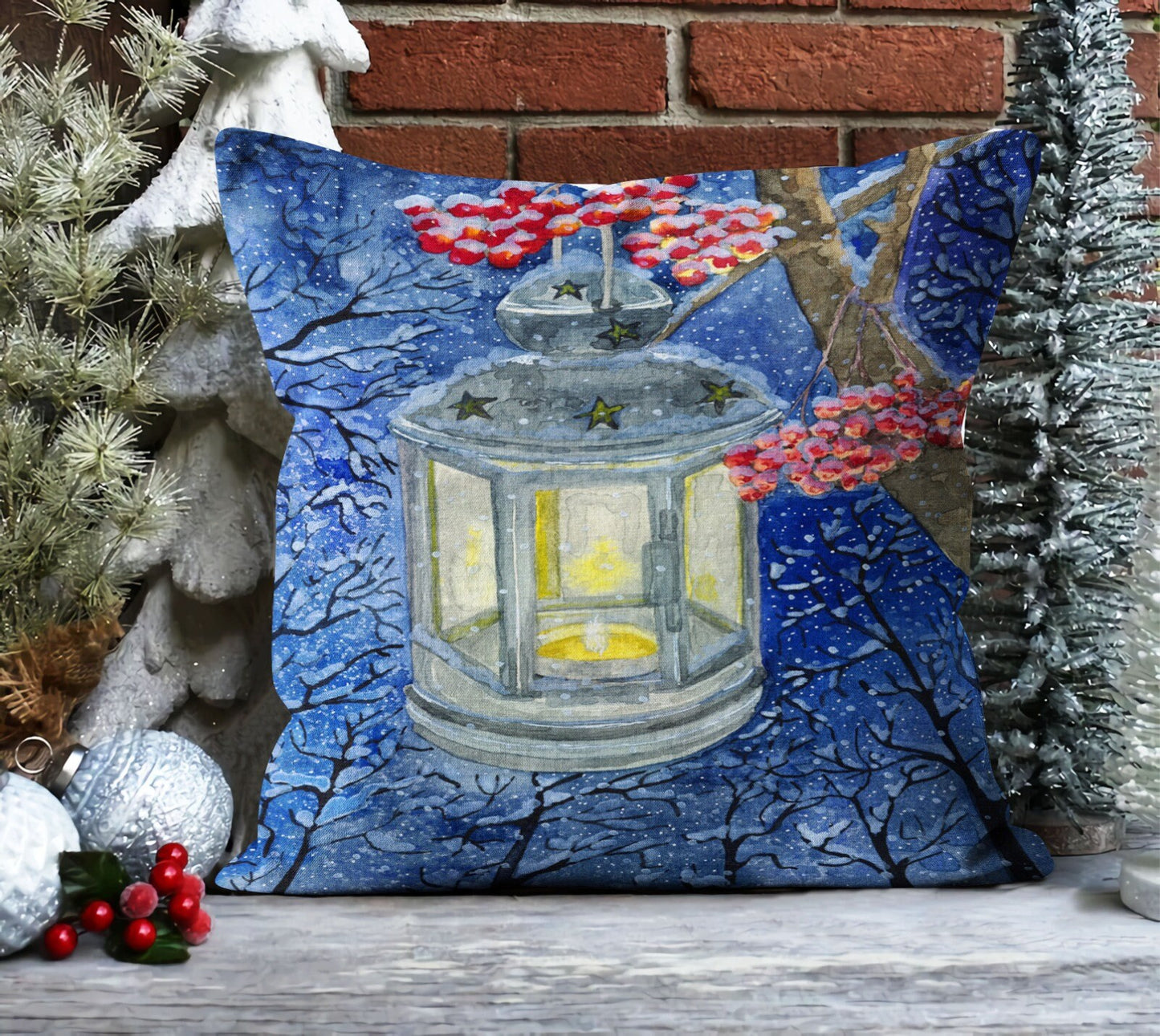 Snowman Winter House Festive Season Cushion Cover