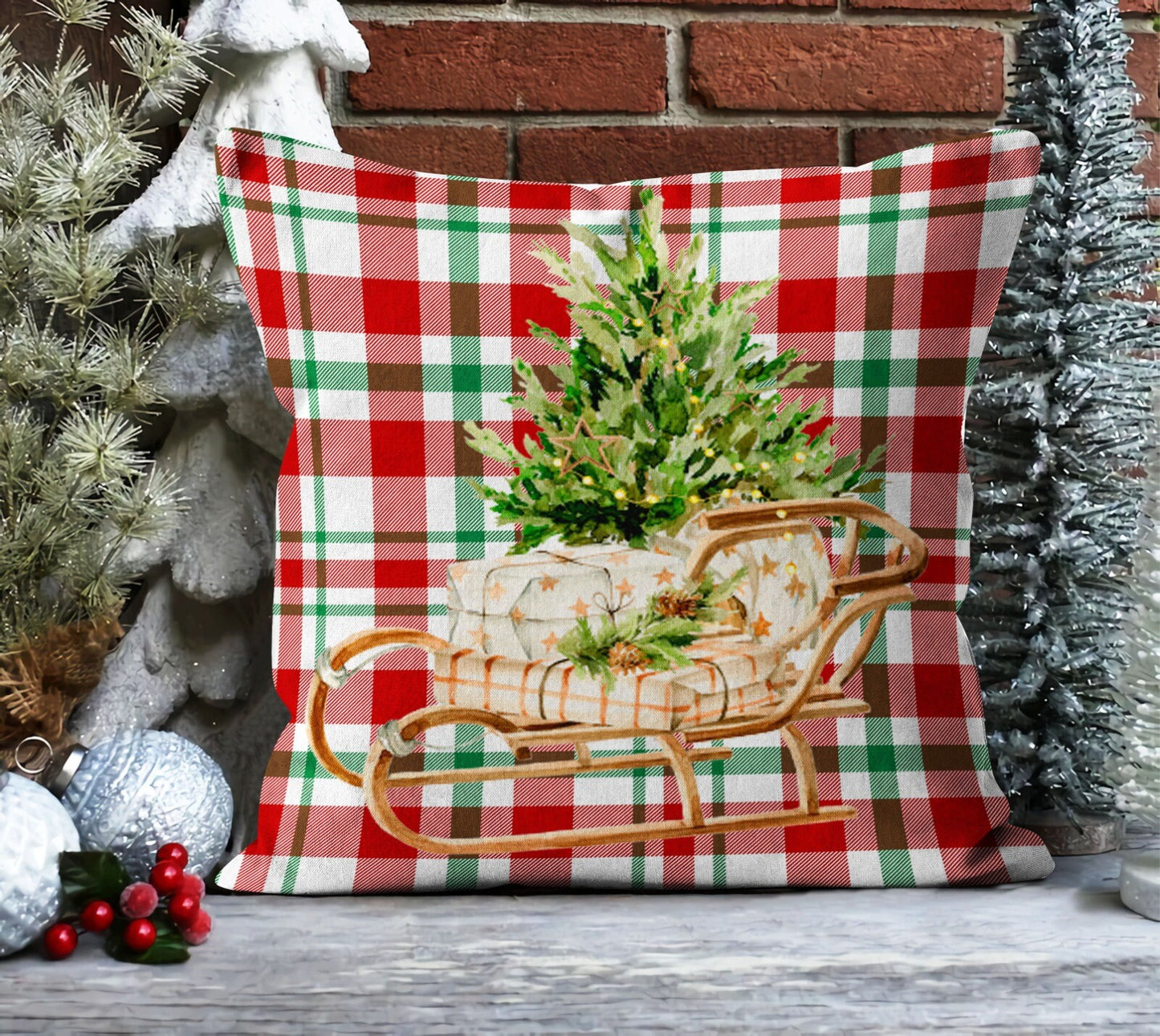 Snowman Winter House Festive Season Cushion Cover