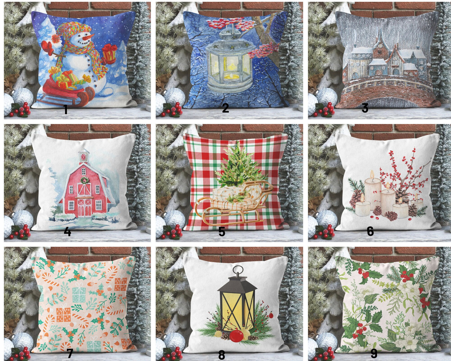 Snowman Winter House Festive Season Cushion Cover