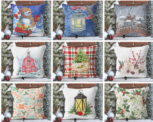 Snowman Winter House Festive Season Cushion Cover