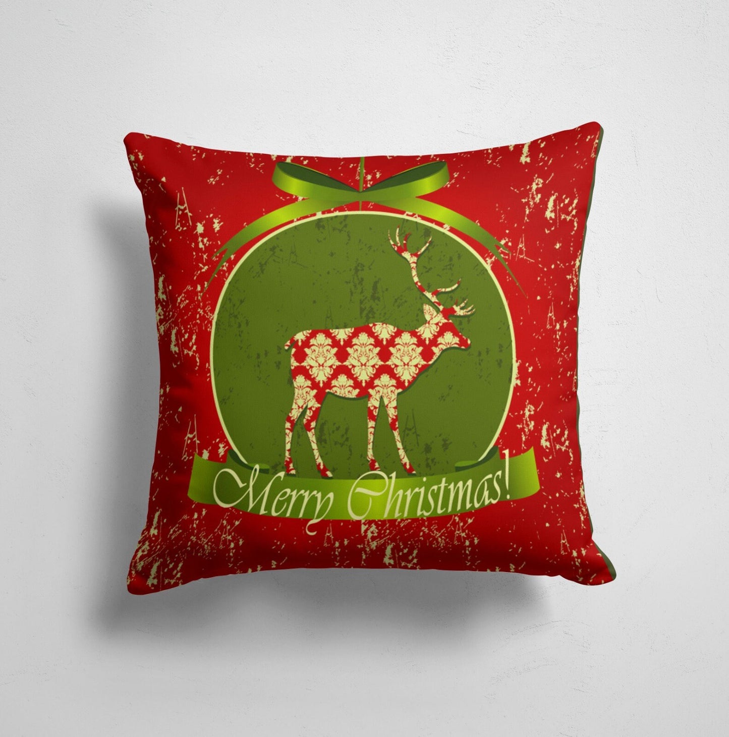 Christmas Cushion Cover with Snowman Reindeer Holly Noel