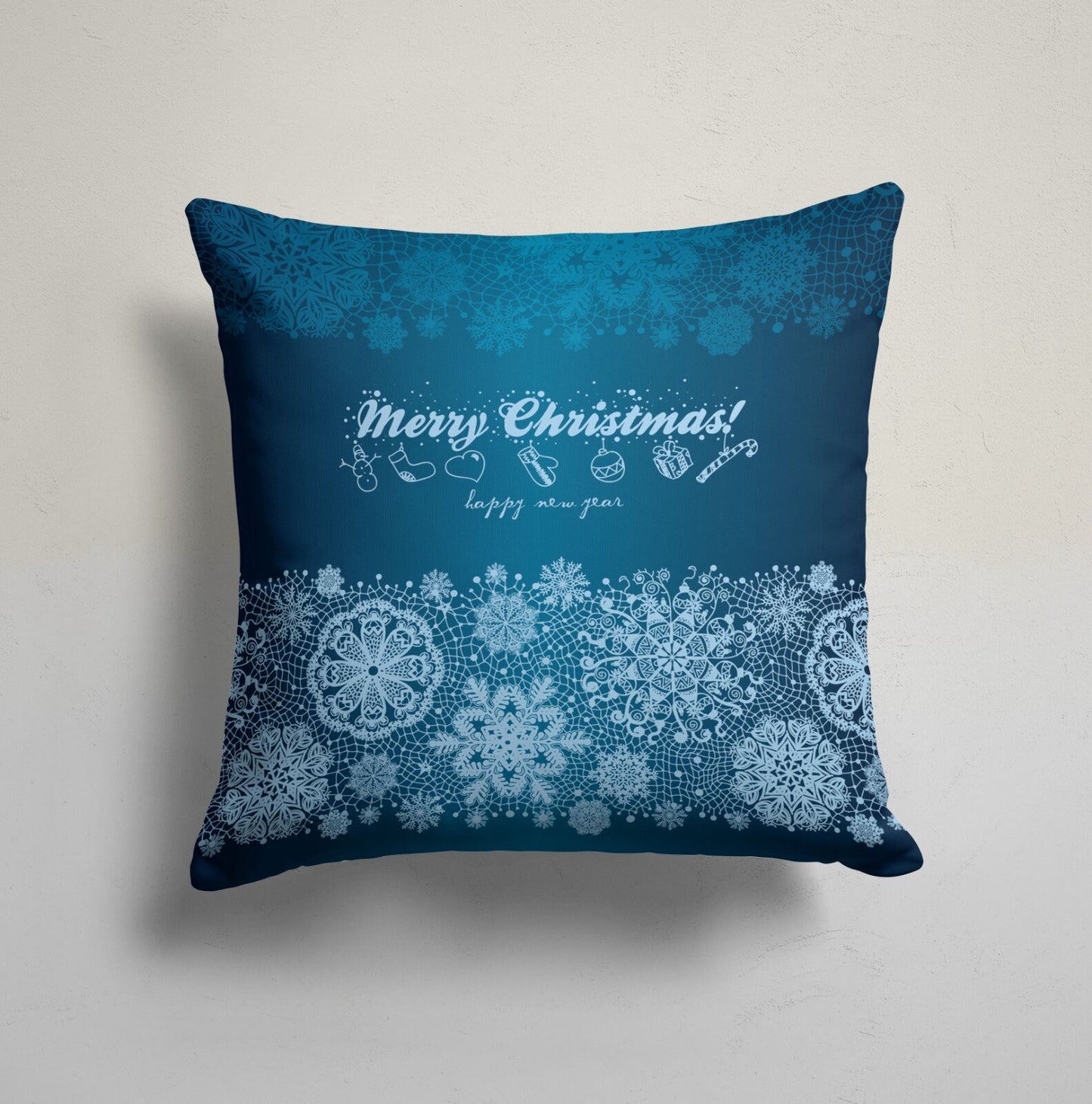 Green Snowflake Deer Pattern Christmas Cushion Cover