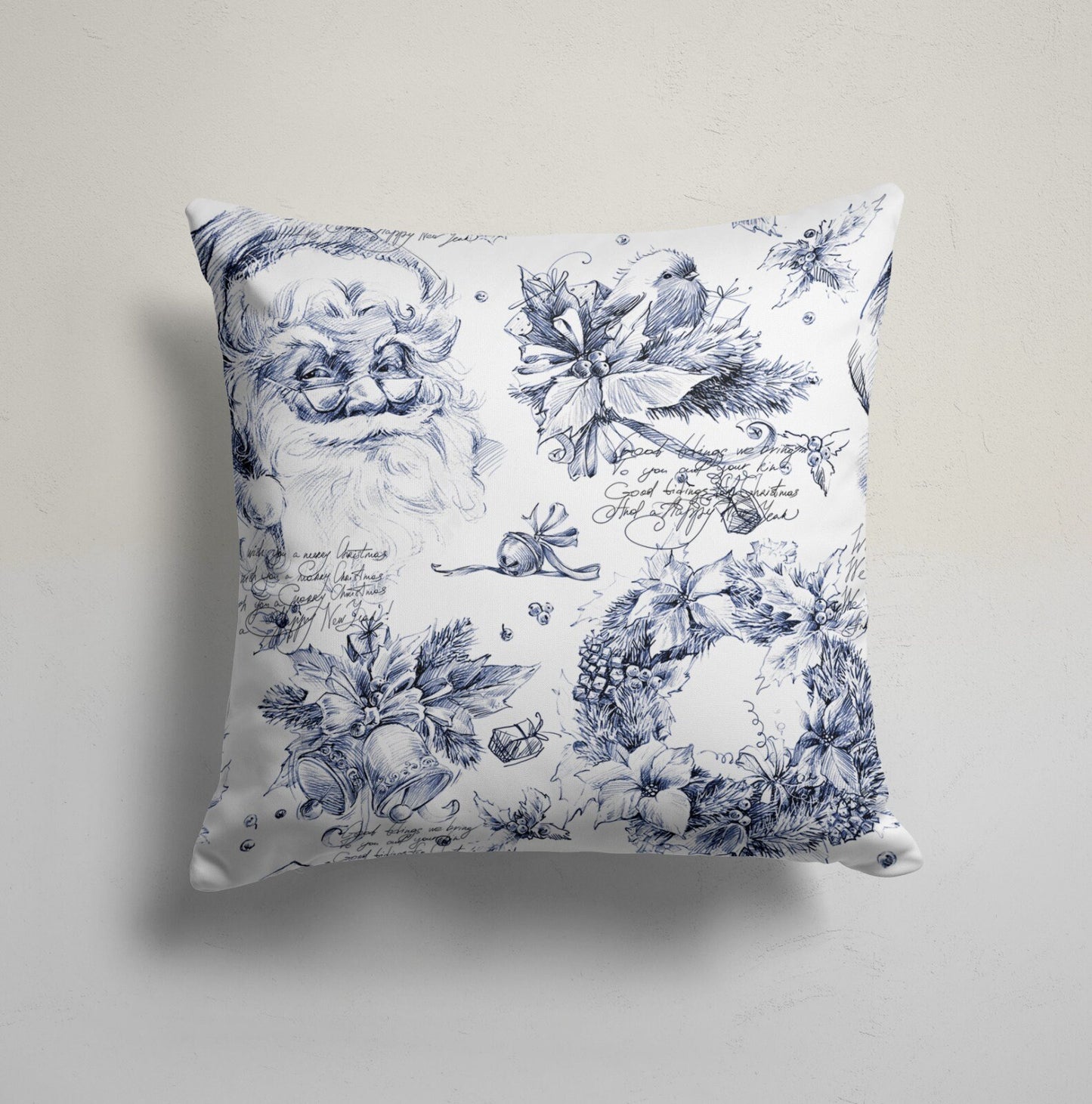 Green Snowflake Deer Pattern Christmas Cushion Cover