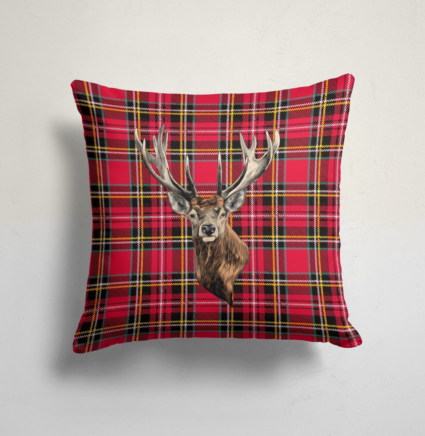 Green Snowflake Deer Pattern Christmas Cushion Cover
