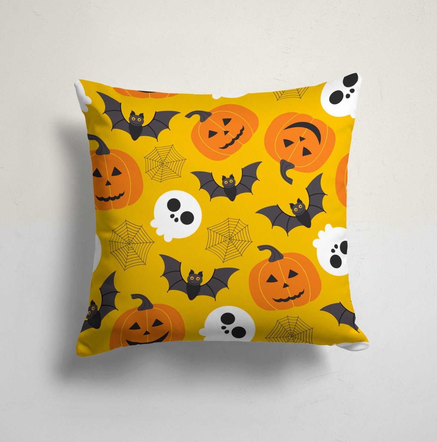 Halloween Carved Pumpkin Bat Spider Web Party Cushion Cover