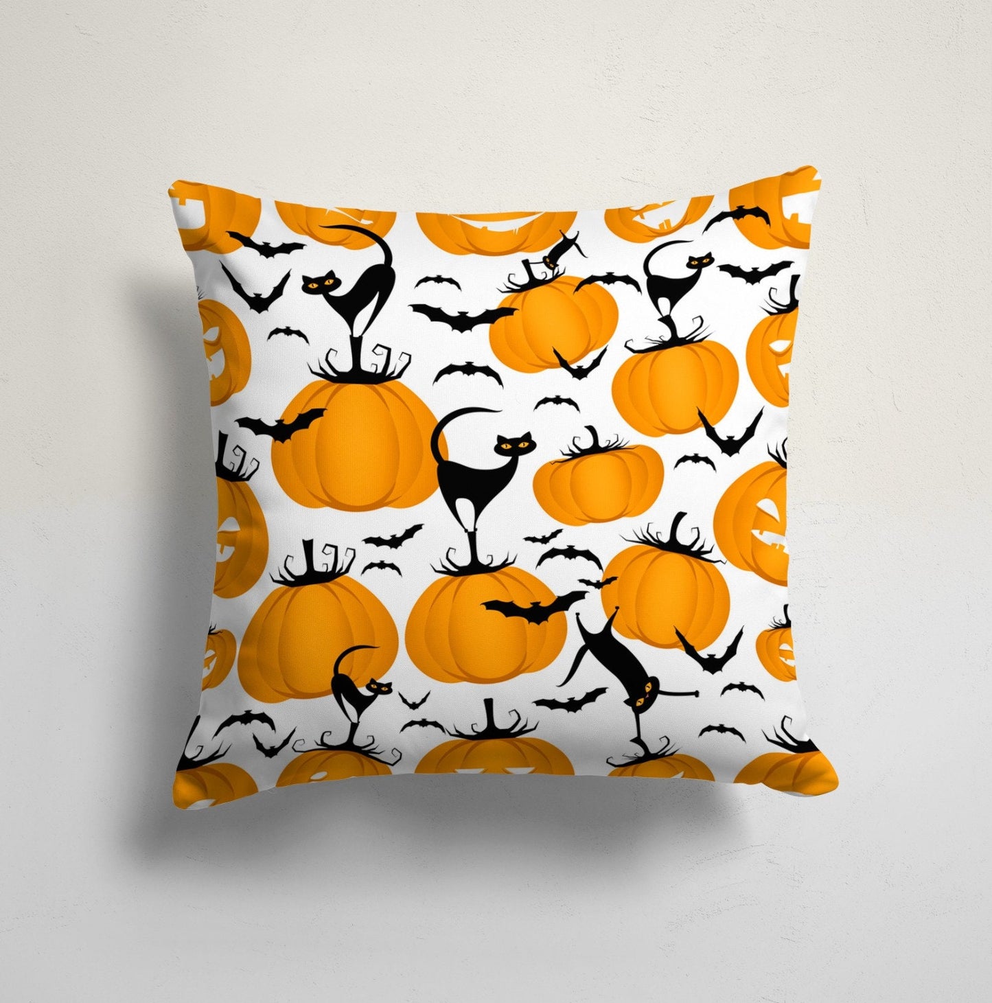Halloween Carved Pumpkin Bat Spider Web Party Cushion Cover