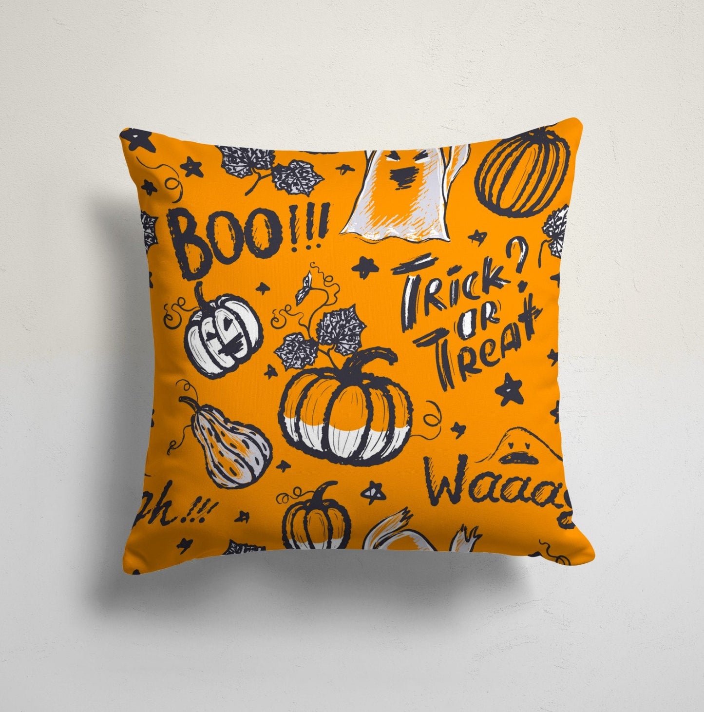 Halloween Carved Pumpkin Bat Spider Web Party Cushion Cover
