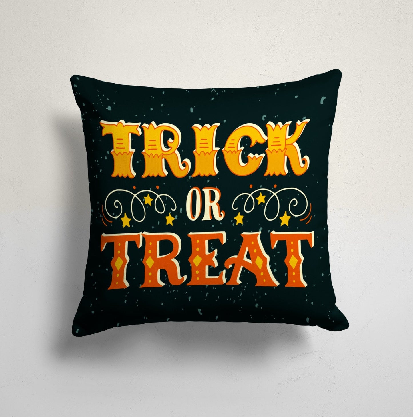 Happy Halloween Trick or Treat Bat and Pumpkin Cushion Cover