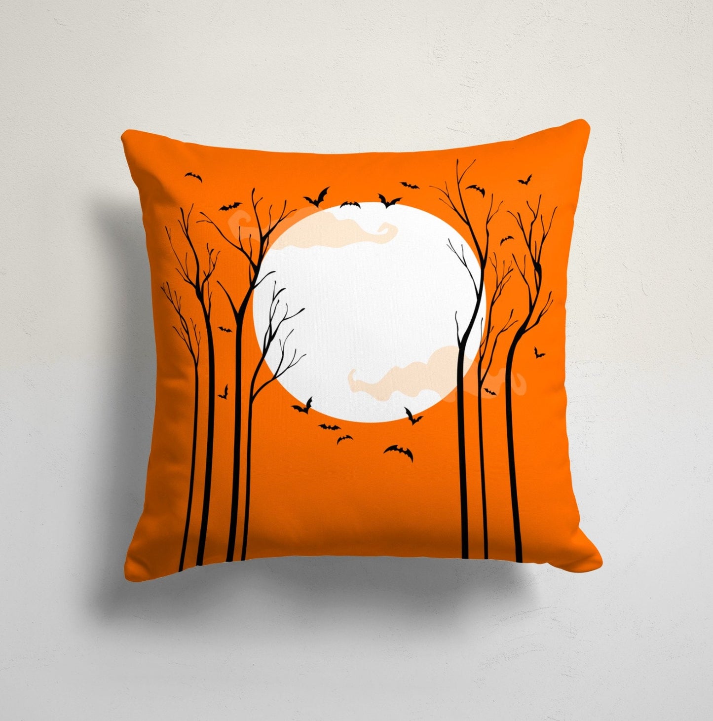 Happy Halloween Trick or Treat Bat and Pumpkin Cushion Cover