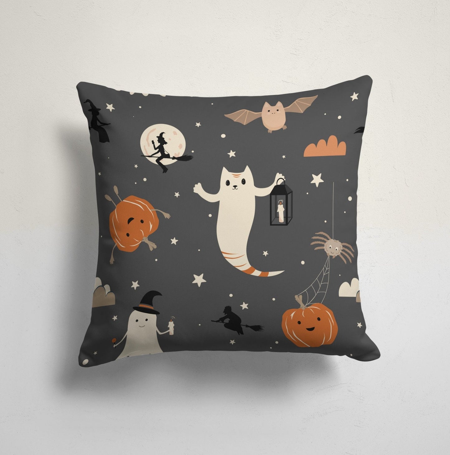 Haunted Halloween Orange Cushion Cover