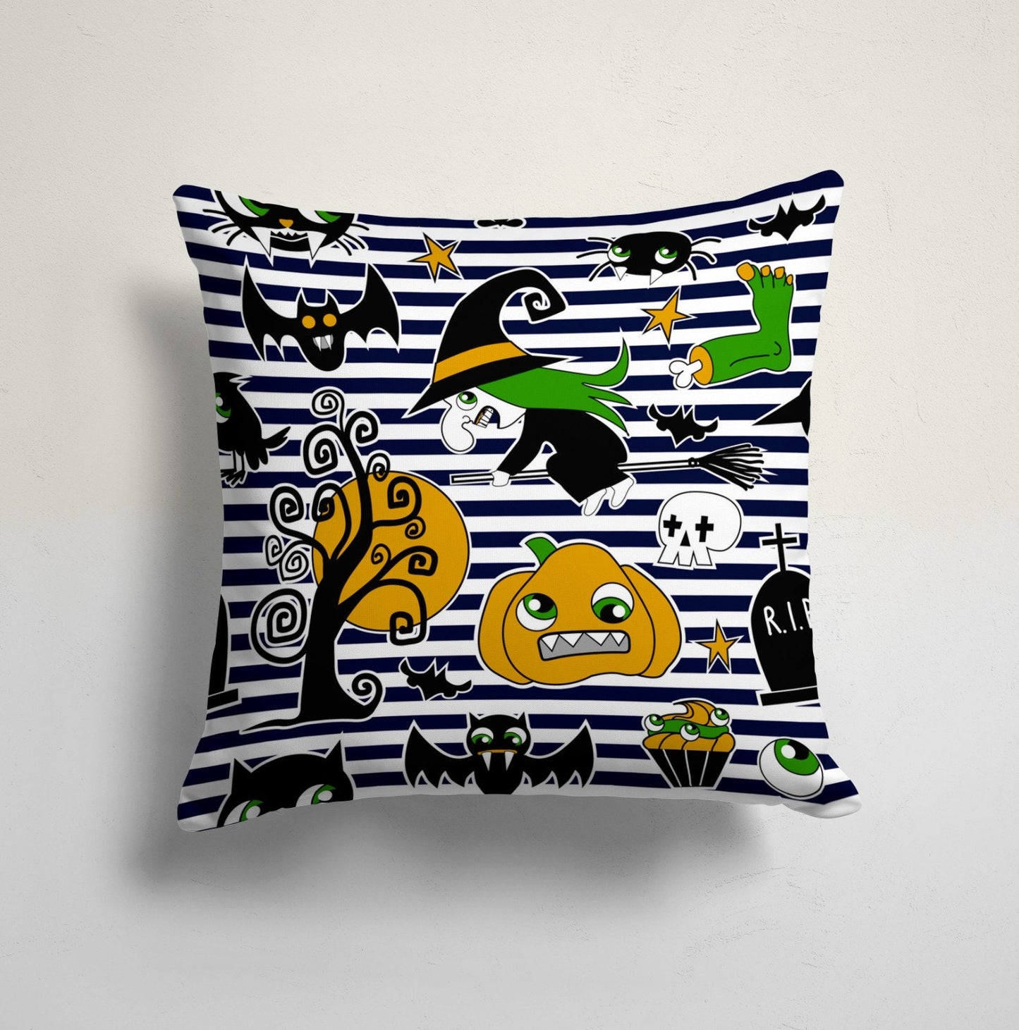 Haunted Halloween Orange Cushion Cover
