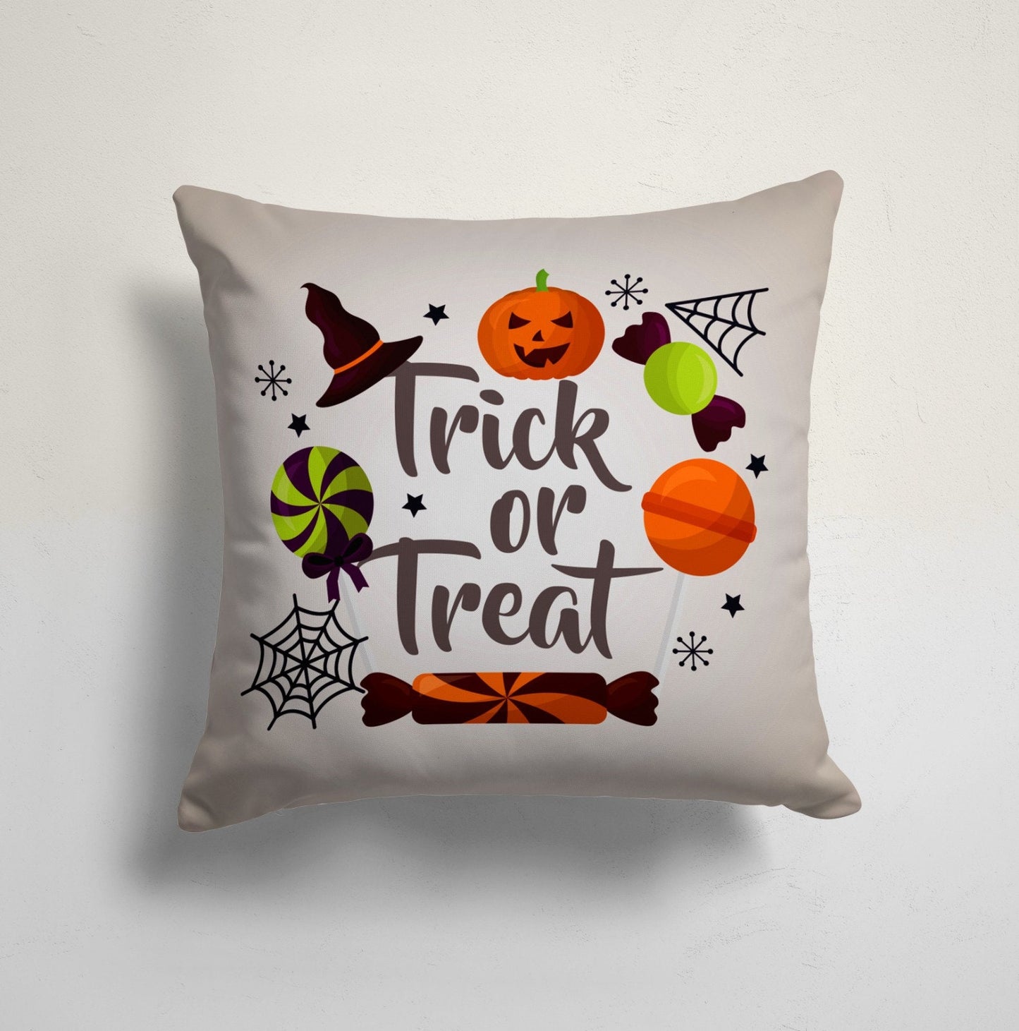 Spooky Orange Pumpkin Theme Halloween Cushion Cover