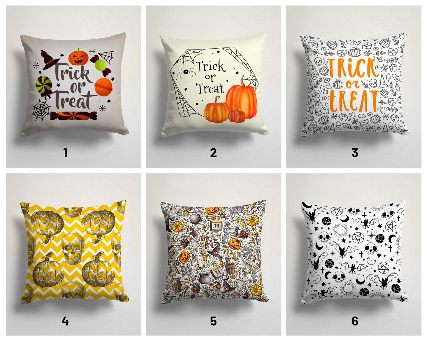 Spooky Orange Pumpkin Theme Halloween Cushion Cover