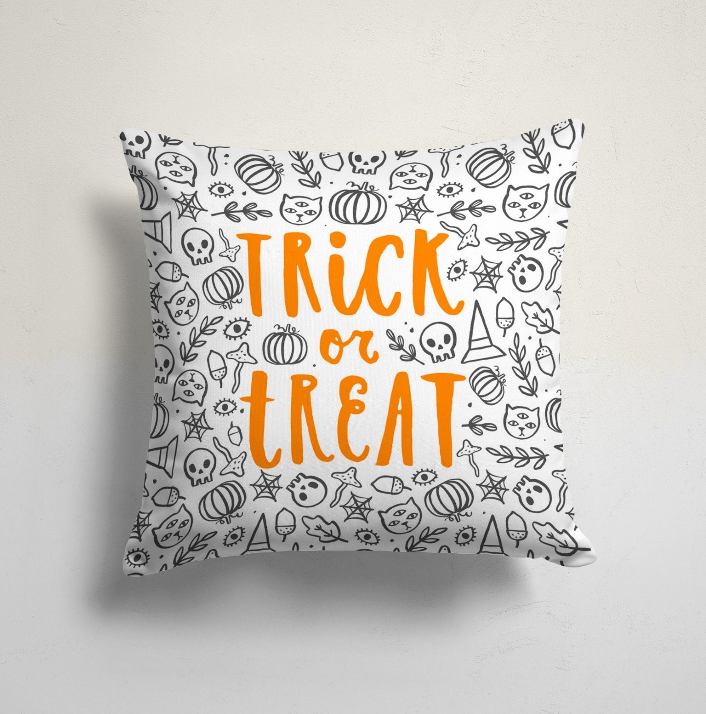 Spooky Orange Pumpkin Theme Halloween Cushion Cover