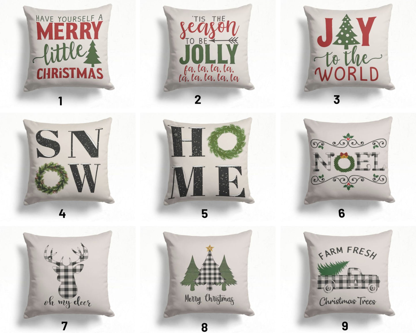Pine Tree Deer Print Christmas Cushion Cover