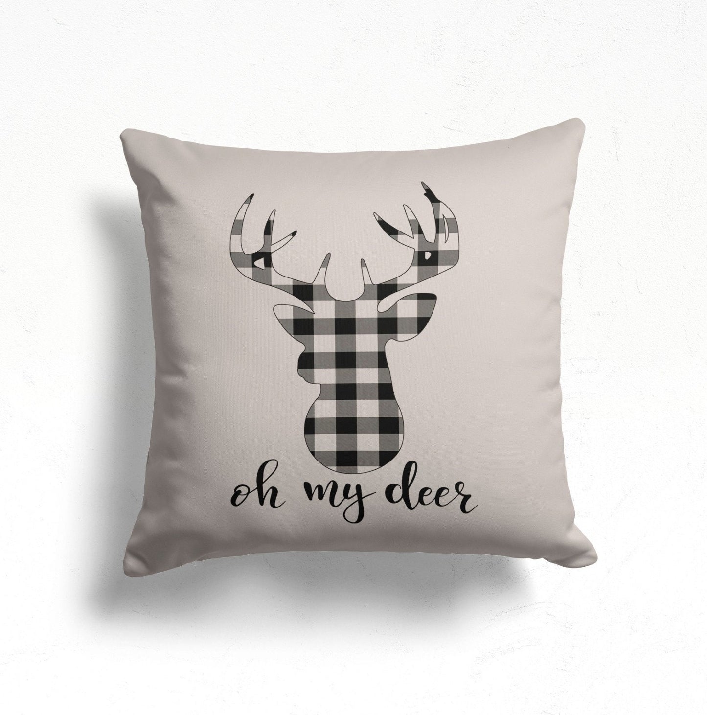 Pine Tree Deer Print Christmas Cushion Cover