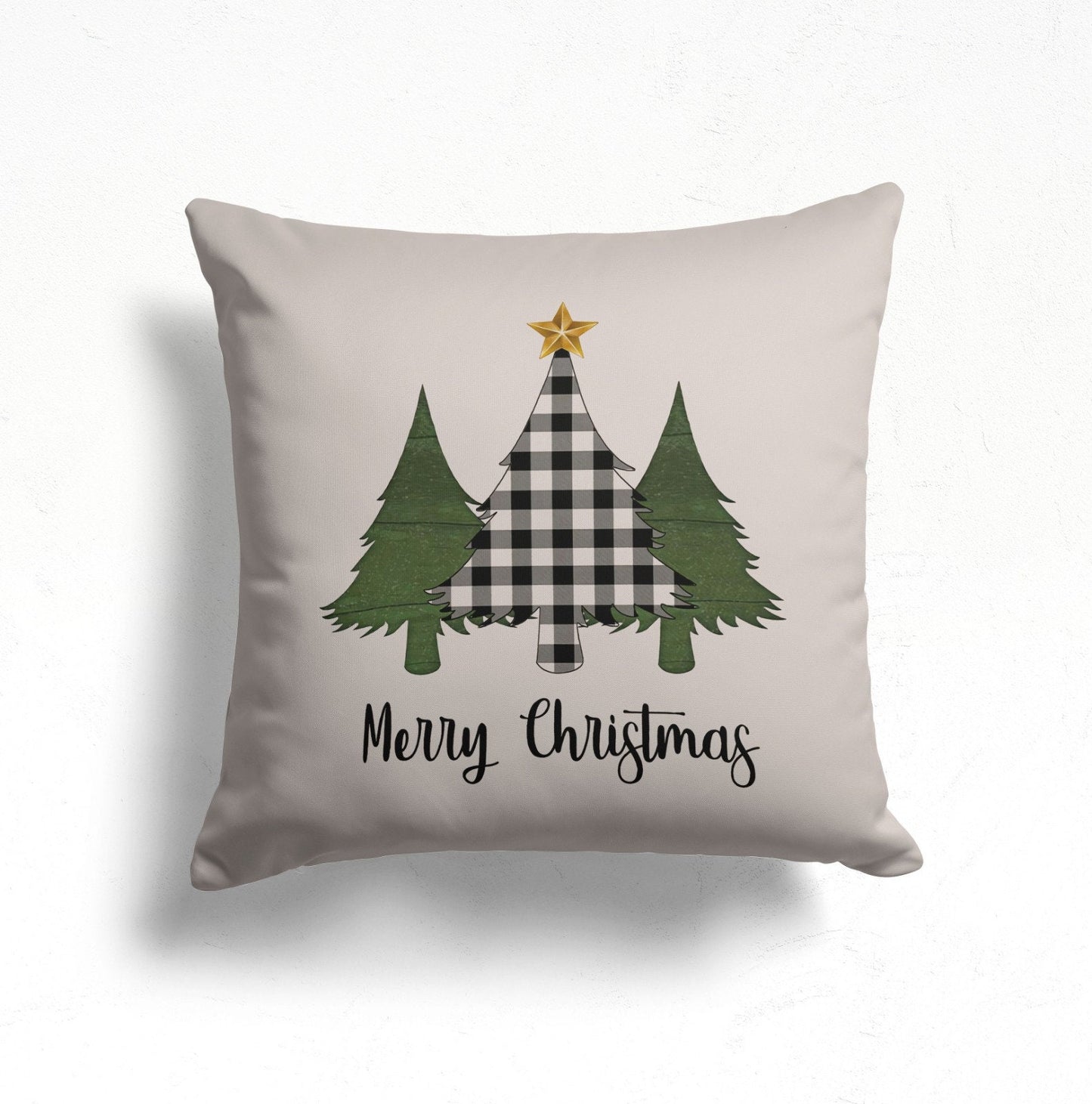 Pine Tree Deer Print Christmas Cushion Cover