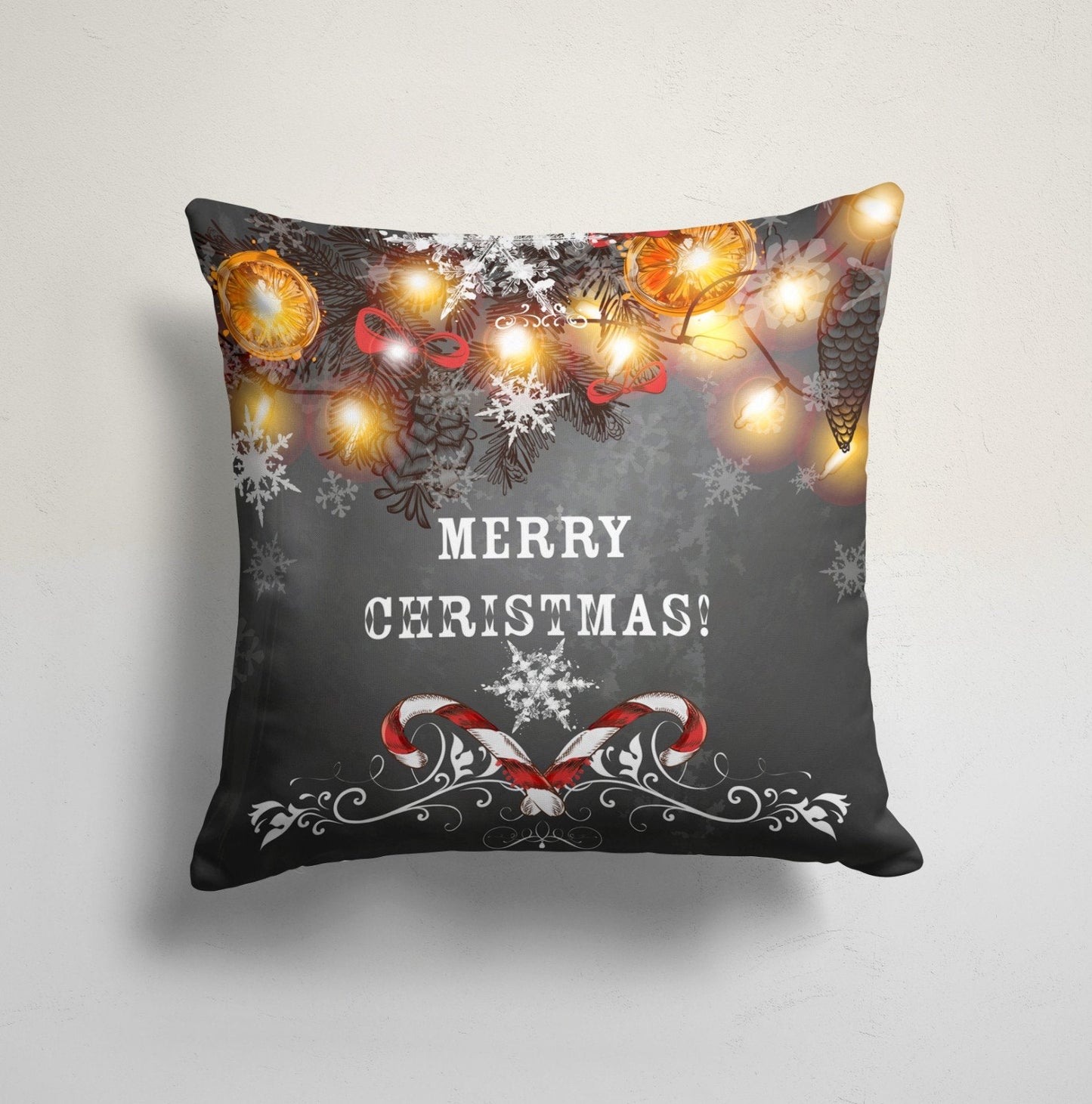 Merry Christmas Lights Cushion Cover, Christmas Cheer for Your Home