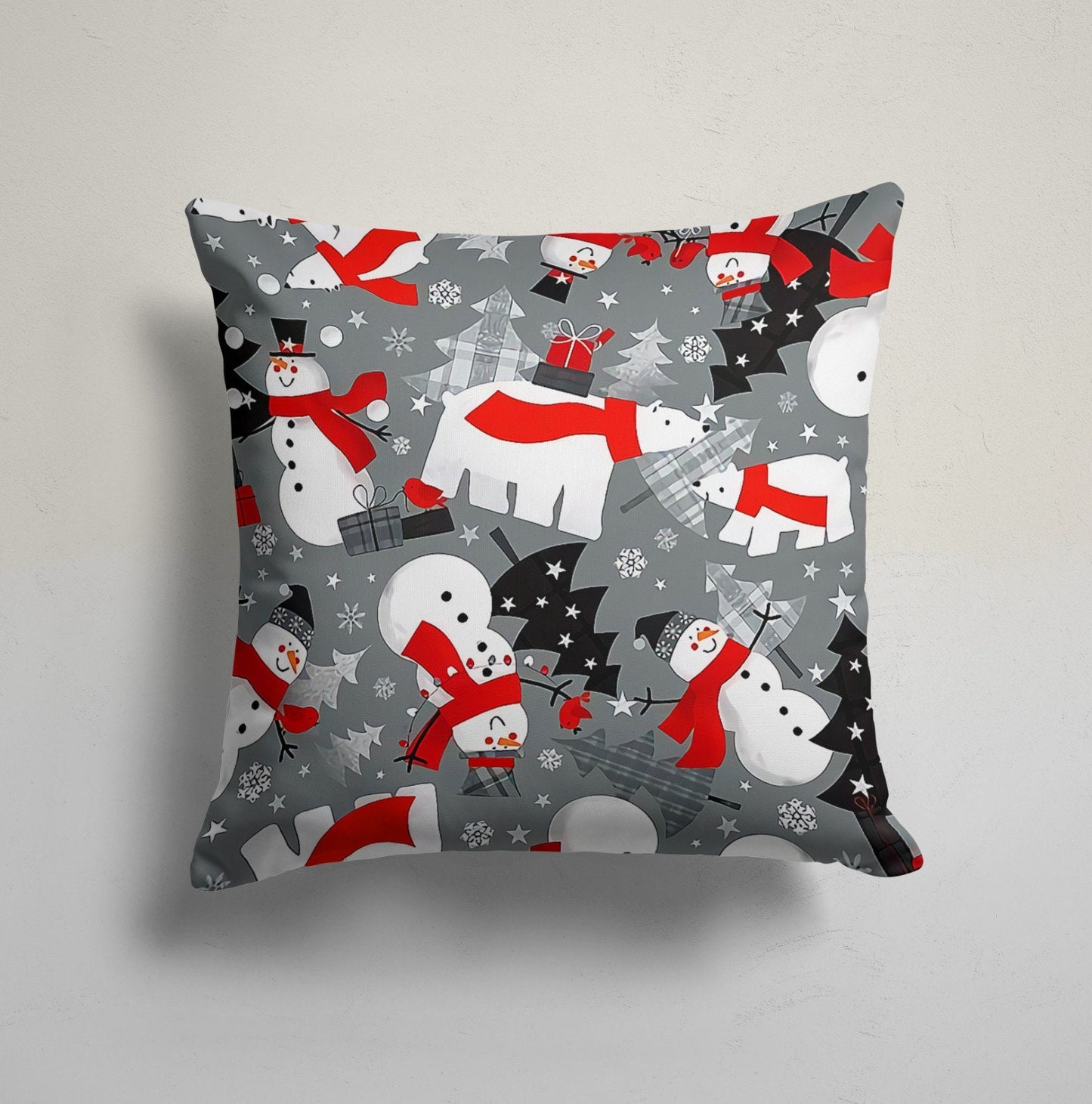 Gnome and Snowman Printed Christmas Cushion Covers