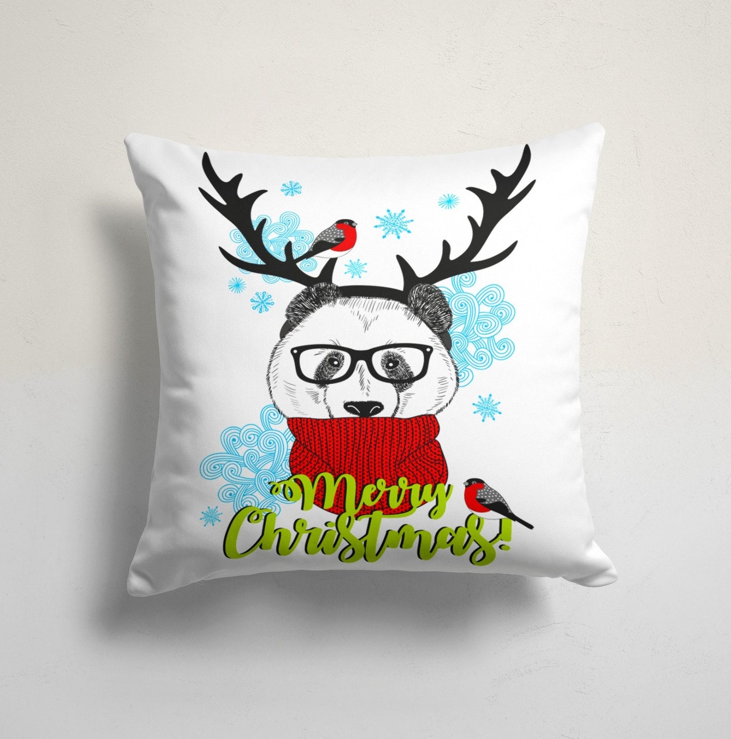 Gnomes Deer Bear Red Pattern Christmas Cushion Cover