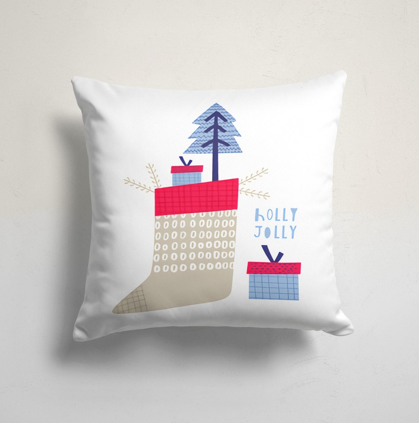 Red and Green Winter Decor Merry Christmas Cushion Cover