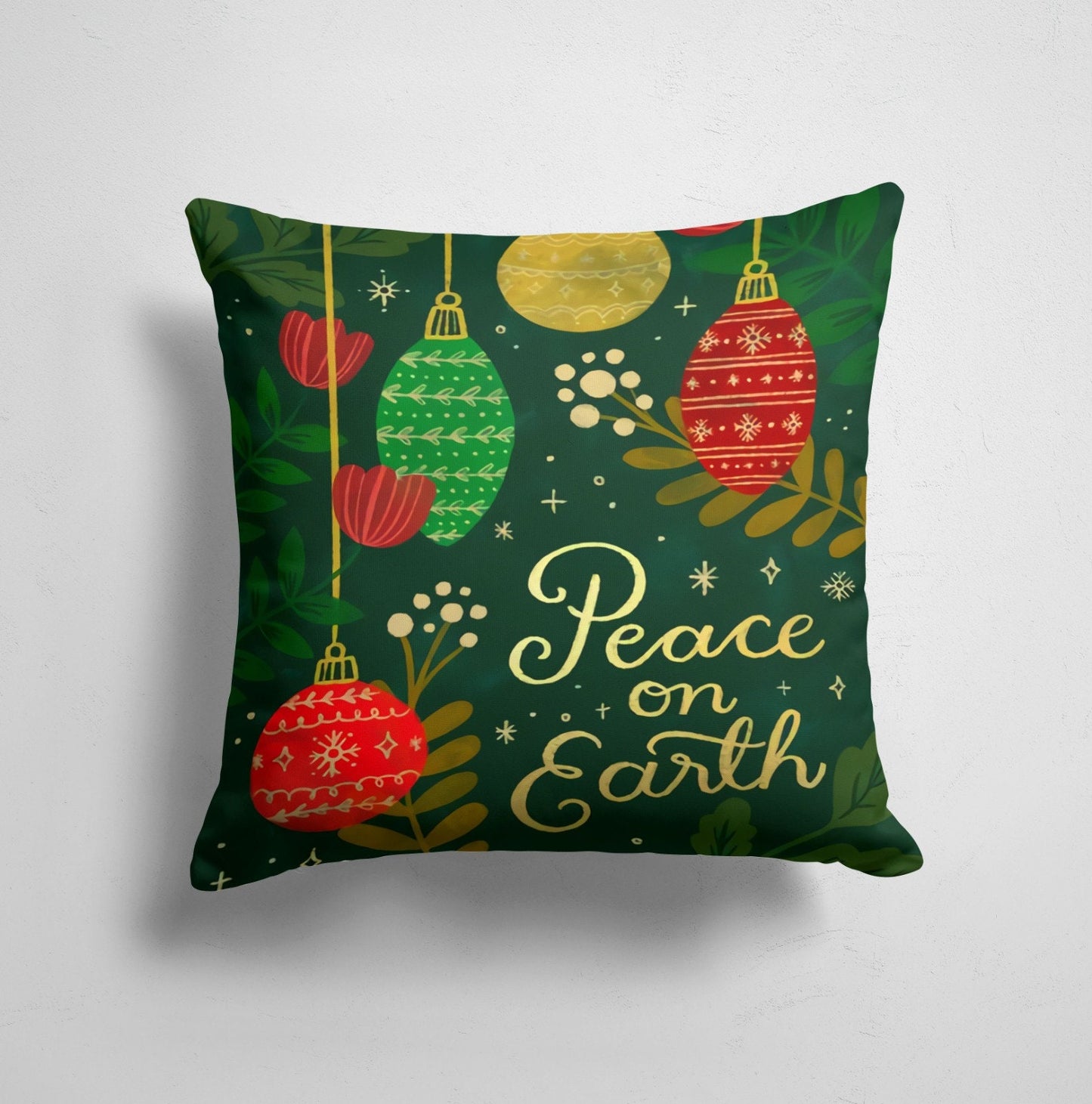 Christmas Tree Snowman Pattern Festive Holiday Cushion Cover