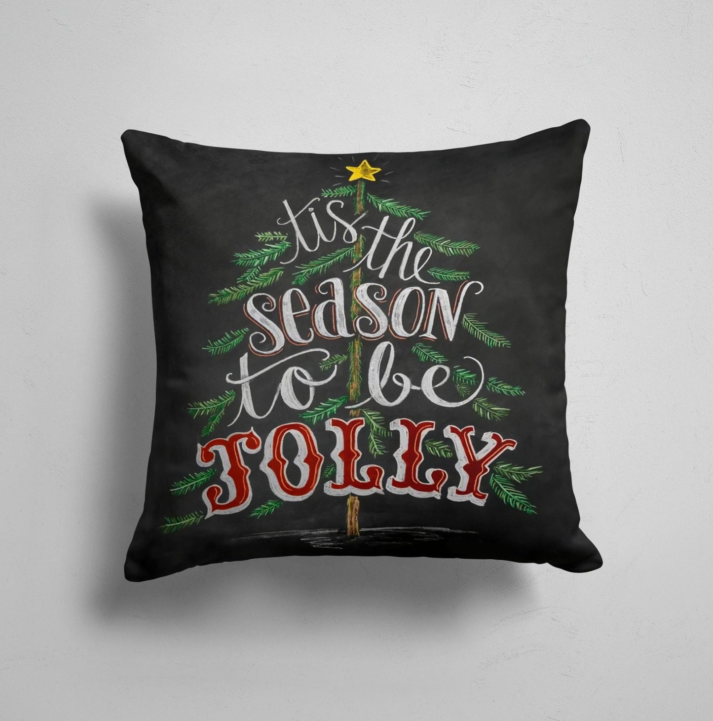 Christmas Tree Snowman Pattern Festive Holiday Cushion Cover